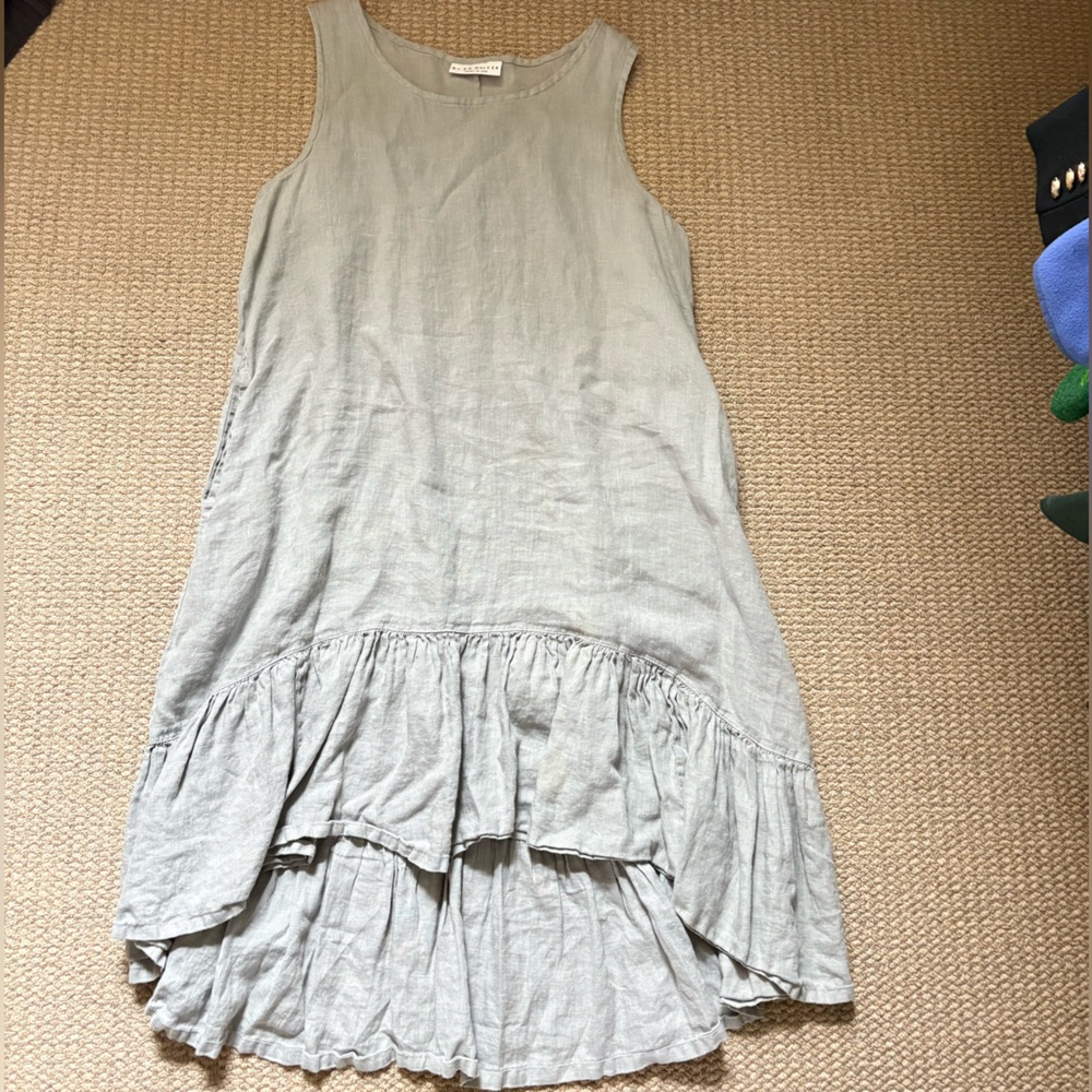 Linen dress with asymmetrical hem